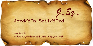 Jordán Szilárd névjegykártya